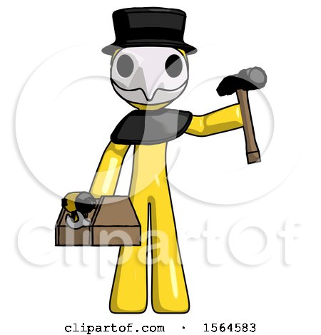 Yellow Plague Doctor Man Holding Tools and Toolchest Ready to Work by Leo Blanchette