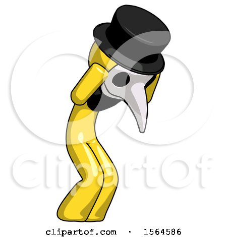 Yellow Plague Doctor Man with Headache or Covering Ears Turned to His Right by Leo Blanchette