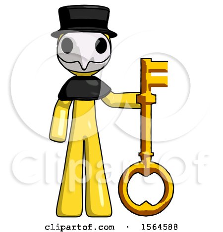 Yellow Plague Doctor Man Holding Key Made of Gold by Leo Blanchette