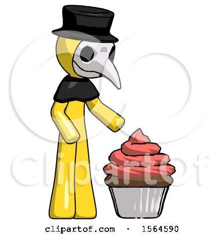 Yellow Plague Doctor Man with Giant Cupcake Dessert by Leo Blanchette