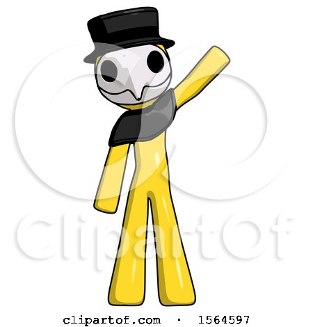 Yellow Plague Doctor Man Waving Emphatically with Left Arm by Leo Blanchette