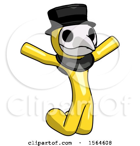 Yellow Plague Doctor Man Jumping or Kneeling with Gladness by Leo Blanchette