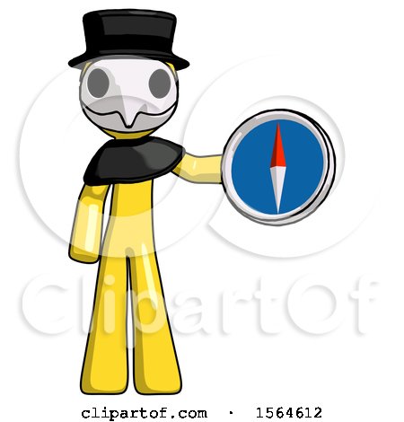 Yellow Plague Doctor Man Holding a Large Compass by Leo Blanchette