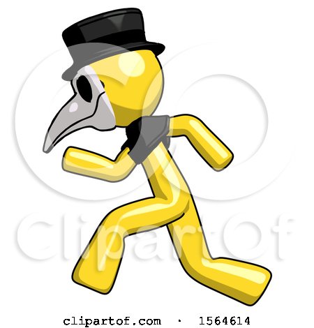 Yellow Plague Doctor Man Running Fast Left by Leo Blanchette