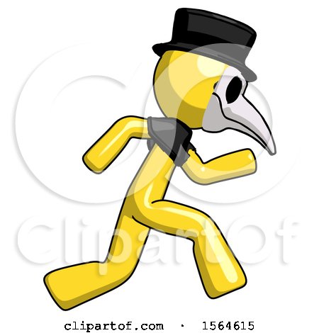 Yellow Plague Doctor Man Running Fast Right by Leo Blanchette