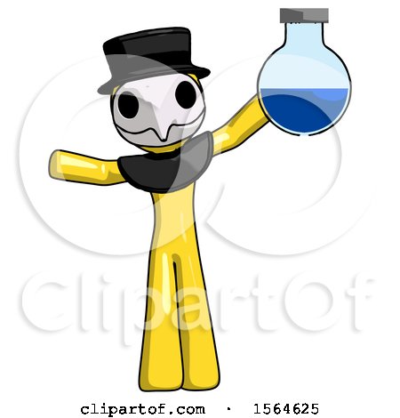 Yellow Plague Doctor Man Holding Large Round Flask or Beaker by Leo Blanchette