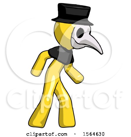 Yellow Plague Doctor Man Suspense Action Pose Facing Right by Leo Blanchette