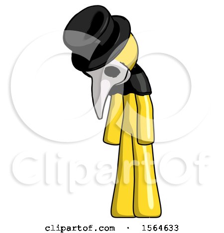Yellow Plague Doctor Man Depressed with Head down Turned Left by Leo Blanchette