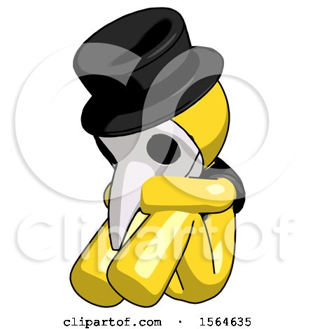 Yellow Plague Doctor Man Sitting with Head down Facing Angle Left by Leo Blanchette