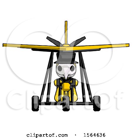 Yellow Plague Doctor Man in Ultralight Aircraft Front View by Leo Blanchette