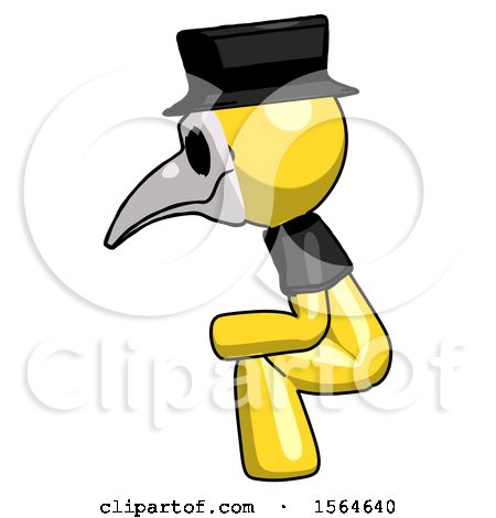 Yellow Plague Doctor Man Squatting Facing Left by Leo Blanchette