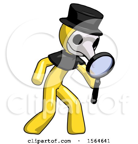 Yellow Plague Doctor Man Inspecting with Large Magnifying Glass Right by Leo Blanchette