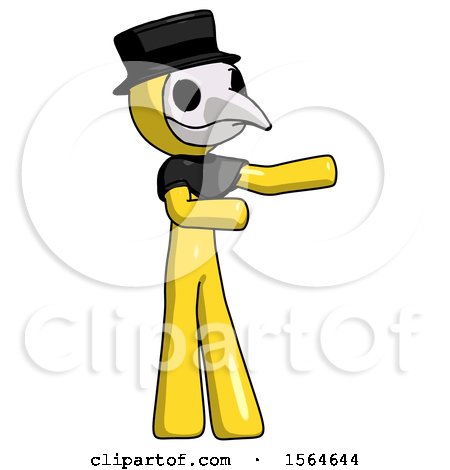 Yellow Plague Doctor Man Presenting Something to His Left by Leo Blanchette