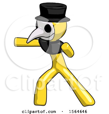 Yellow Plague Doctor Man Martial Arts Punch Left by Leo Blanchette