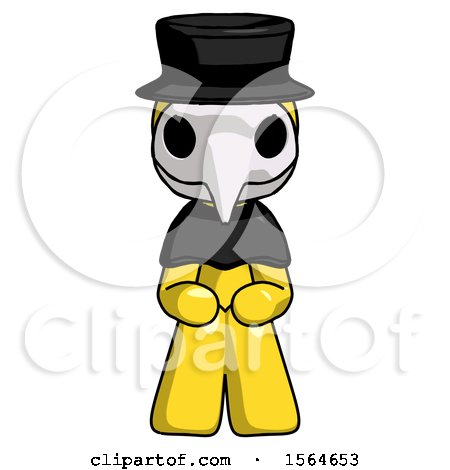 Yellow Plague Doctor Man Squatting Facing Front by Leo Blanchette