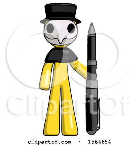 Yellow Plague Doctor Man Holding Large Pen by Leo Blanchette