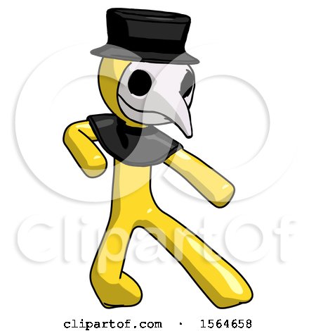 Yellow Plague Doctor Man Karate Defense Pose Right by Leo Blanchette