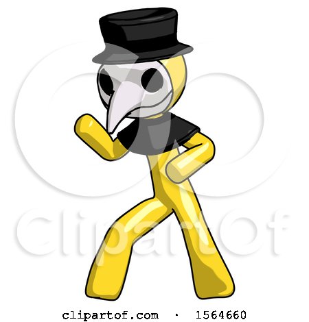 Yellow Plague Doctor Man Martial Arts Defense Pose Left by Leo Blanchette