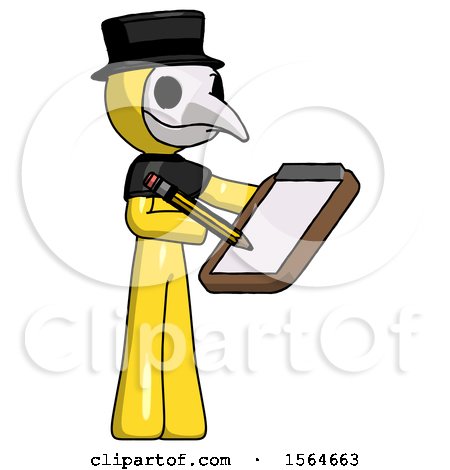 Yellow Plague Doctor Man Using Clipboard and Pencil by Leo Blanchette