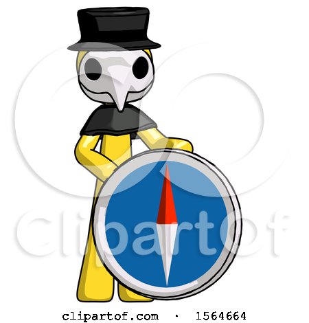 Yellow Plague Doctor Man Standing Beside Large Compass by Leo Blanchette