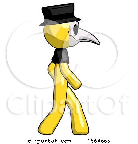 Yellow Plague Doctor Man Walking Right Side View by Leo Blanchette