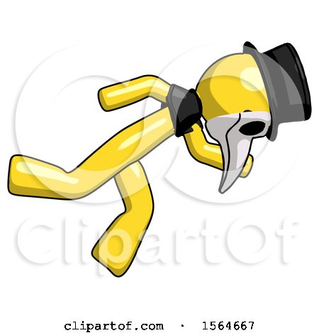 Yellow Plague Doctor Man Running While Falling down by Leo Blanchette