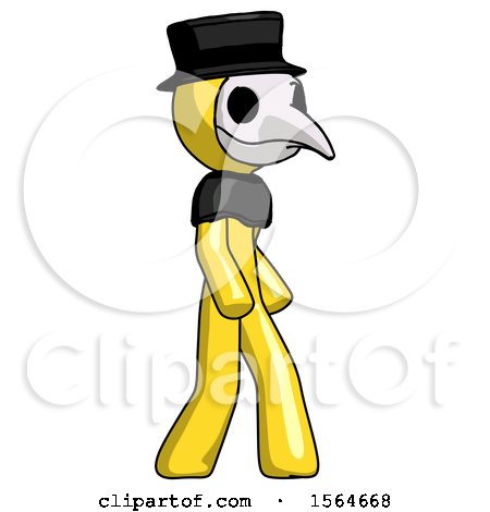 Yellow Plague Doctor Man Walking Turned Right Front View by Leo Blanchette