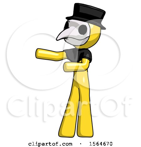 Yellow Plague Doctor Man Presenting Something to His Right by Leo Blanchette