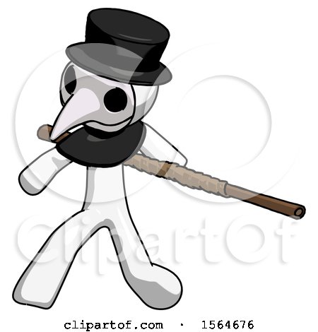 White Plague Doctor Man Bo Staff Action Hero Kung Fu Pose by Leo Blanchette