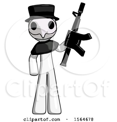 White Plague Doctor Man Holding Automatic Gun by Leo Blanchette