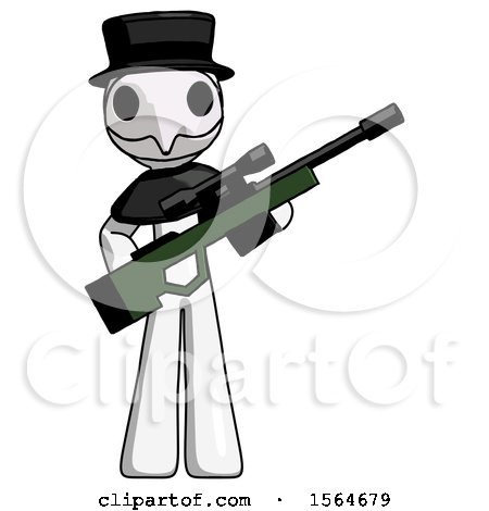 White Plague Doctor Man Holding Sniper Rifle Gun by Leo Blanchette