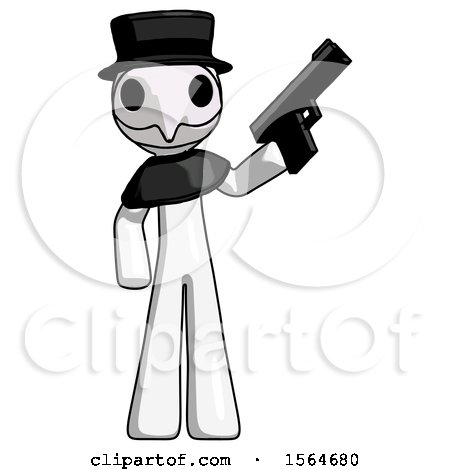 White Plague Doctor Man Holding Handgun by Leo Blanchette