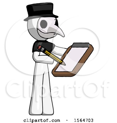 White Plague Doctor Man Using Clipboard and Pencil by Leo Blanchette