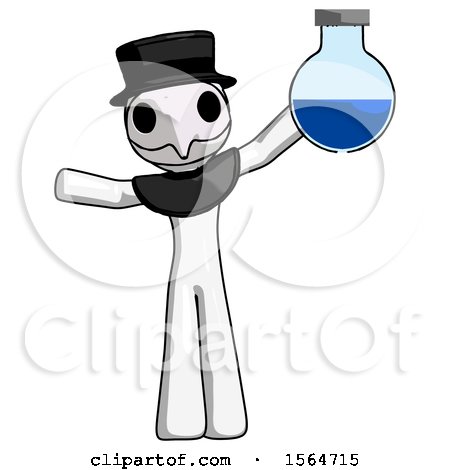 White Plague Doctor Man Holding Large Round Flask or Beaker by Leo Blanchette