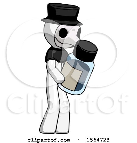 White Plague Doctor Man Holding Glass Medicine Bottle by Leo Blanchette
