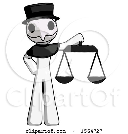 White Plague Doctor Man Holding Scales of Justice by Leo Blanchette