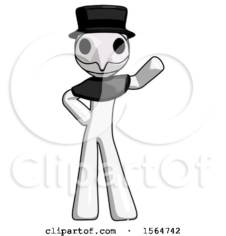 White Plague Doctor Man Waving Left Arm with Hand on Hip by Leo Blanchette