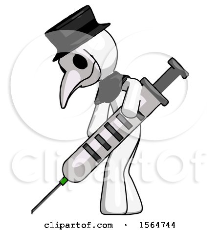 White Plague Doctor Man Using Syringe Giving Injection by Leo Blanchette