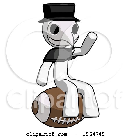 White Plague Doctor Man Sitting on Giant Football by Leo Blanchette