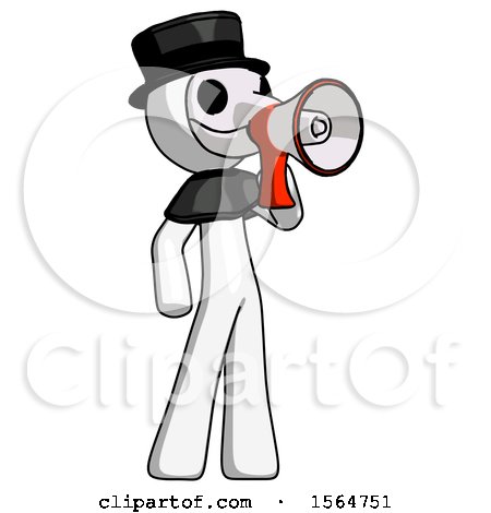 White Plague Doctor Man Shouting into Megaphone Bullhorn Facing Right by Leo Blanchette