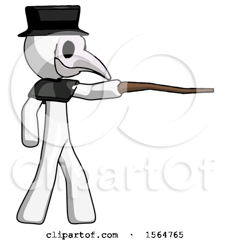 White Plague Doctor Man Pointing with Hiking Stick by Leo Blanchette