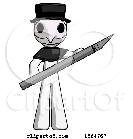 White Plague Doctor Man Holding Large Scalpel by Leo Blanchette