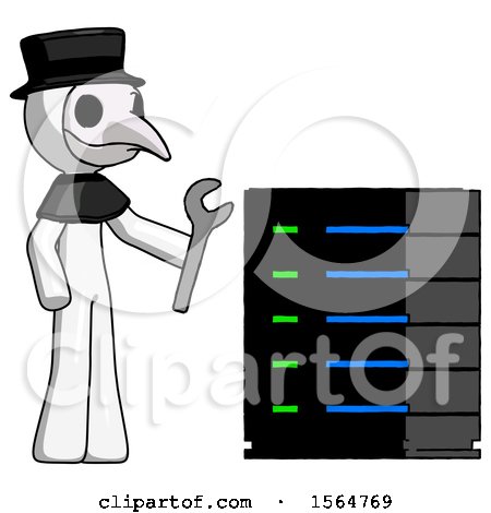 White Plague Doctor Man Server Administrator Doing Repairs by Leo Blanchette