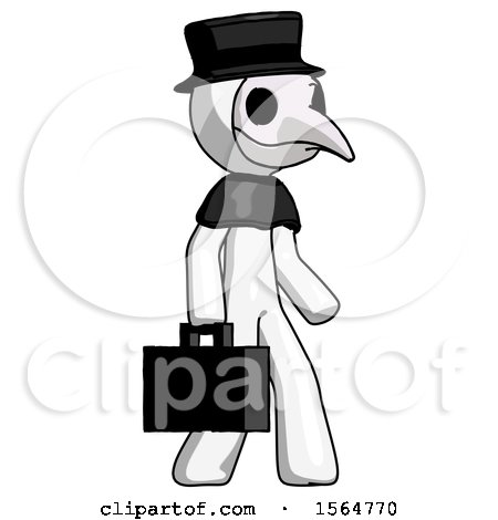 White Plague Doctor Man Walking with Briefcase to the Right by Leo Blanchette