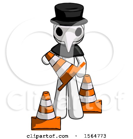 White Plague Doctor Man Holding a Traffic Cone by Leo Blanchette