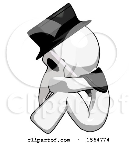 White Plague Doctor Man Sitting with Head down Facing Sideways Left by Leo Blanchette
