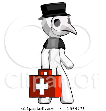 White Plague Doctor Man Walking with Medical Aid Briefcase to Right by Leo Blanchette