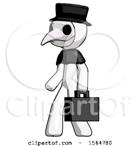 White Plague Doctor Man Walking with Briefcase to the Left by Leo Blanchette