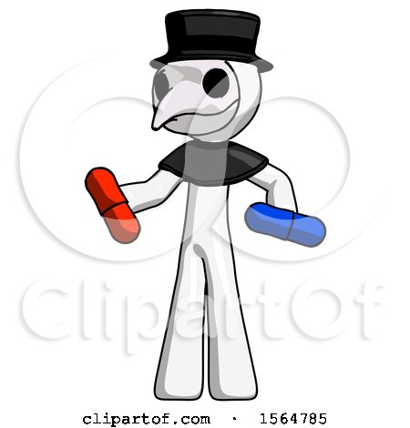 White Plague Doctor Man Red Pill or Blue Pill Concept by Leo Blanchette
