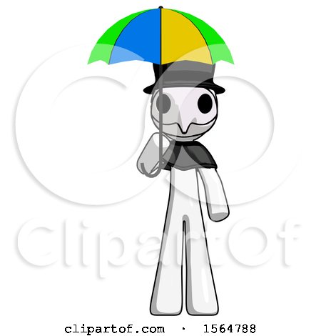 White Plague Doctor Man Holding Umbrella Rainbow Colored by Leo Blanchette